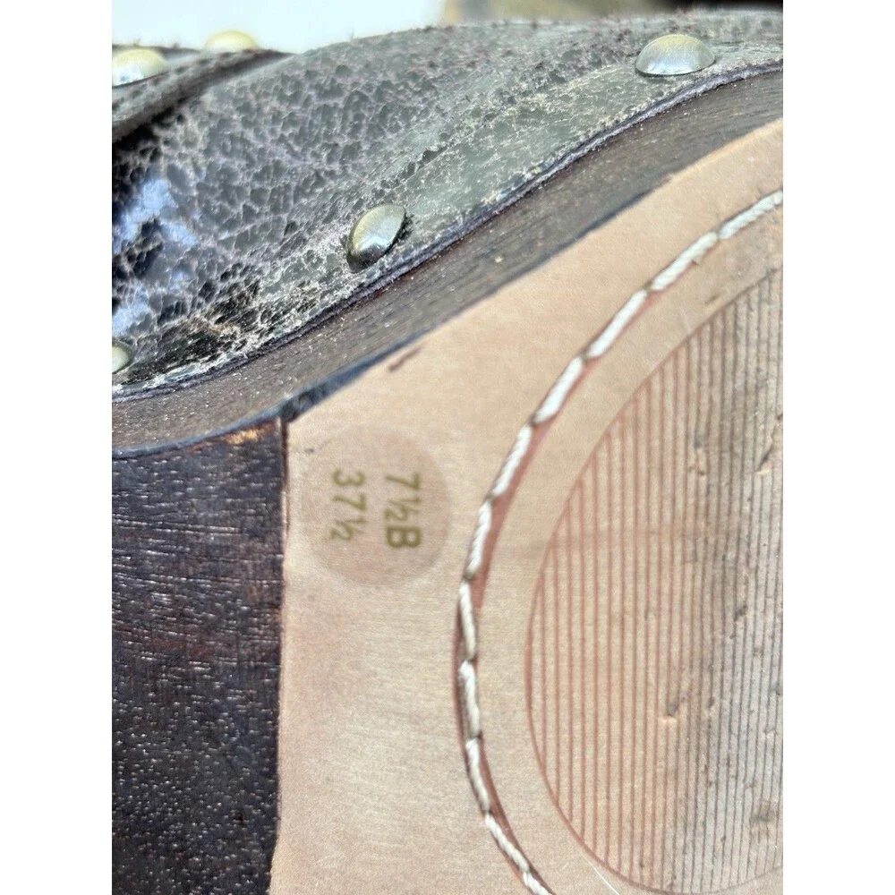 Vince Camuto Christies Clogs Shoes Brown Distressed Leather Slip On Women's 7.5